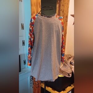 LuLaRoe Gray Shirt with Multicolor Accents Disney